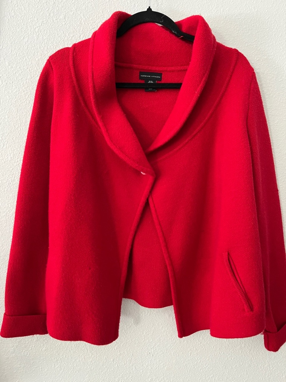 Adrianne Vittadini Women's Bright Red Shawl-Collar Pea Coat
Long sleeves 
Sz M